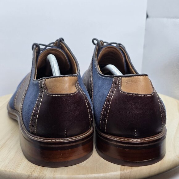 J&M Johnston & Murphy Oxford Blue Suede Shoes Mens 13 M Lace Up Classic Preppy - Picture 6 of 11